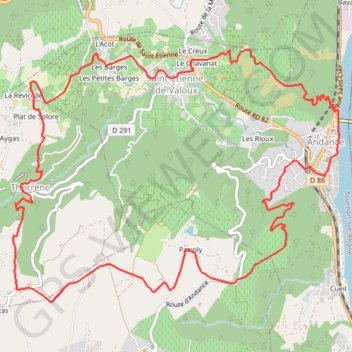 Itinéraire Autour d'Andance par Thorrenc, distance, dénivelé, altitude, carte, profil, trace GPS