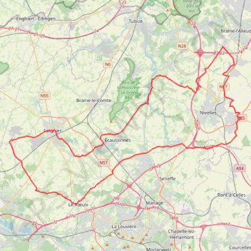 Itinéraire Ophain, distance, dénivelé, altitude, carte, profil, trace GPS