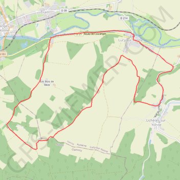 Itinéraire Autour du Château de Faulin - Lucy-sur-Yonne, distance, dénivelé, altitude, carte, profil, trace GPS