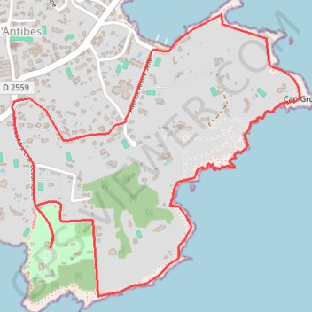 Itinéraire Tour du Cap d'Antibes, distance, dénivelé, altitude, carte, profil, trace GPS