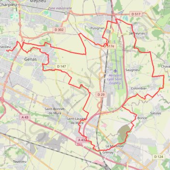 Itinéraire Tour de Saint-Exupéry - Chassieu, distance, dénivelé, altitude, carte, profil, trace GPS