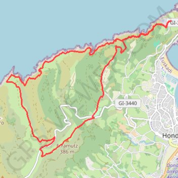 Itinéraire Boucle piémont Jaizkibel, distance, dénivelé, altitude, carte, profil, trace GPS