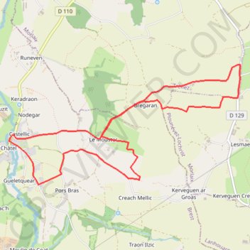 Itinéraire Pont-du-Châtel, distance, dénivelé, altitude, carte, profil, trace GPS