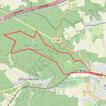 Itinéraire Dourdan boucle Chêne Saint Louis, distance, dénivelé, altitude, carte, profil, trace GPS