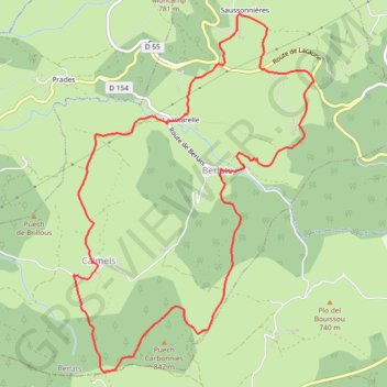 Itinéraire Le moulin par puech carbonies, distance, dénivelé, altitude, carte, profil, trace GPS