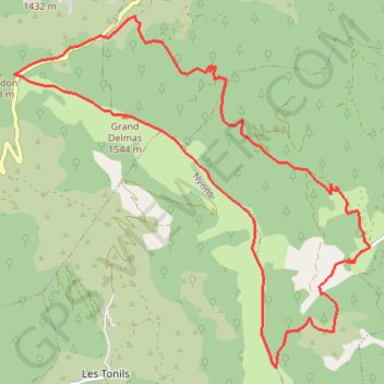 Itinéraire Le grand Delmas, la crête de Couspeau, distance, dénivelé, altitude, carte, profil, trace GPS