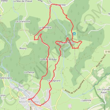 Itinéraire Marche à Sainte Blandine, distance, dénivelé, altitude, carte, profil, trace GPS
