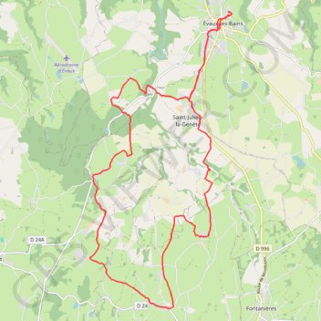 Itinéraire EVAUX LES BAINS, distance, dénivelé, altitude, carte, profil, trace GPS