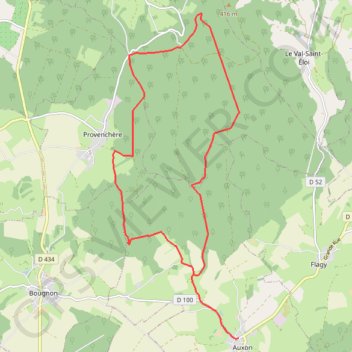 Itinéraire Sentier de la Tourefaine - Auxon, distance, dénivelé, altitude, carte, profil, trace GPS