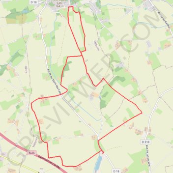 Itinéraire Sentier des 4 fils Aymon - Méteren, distance, dénivelé, altitude, carte, profil, trace GPS