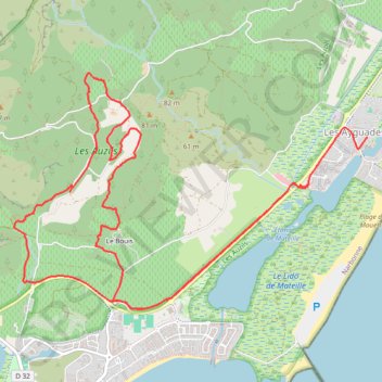 Itinéraire Gruissan - Piste les Caunes, distance, dénivelé, altitude, carte, profil, trace GPS