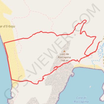 Itinéraire La tour génoise de Roccapina, distance, dénivelé, altitude, carte, profil, trace GPS