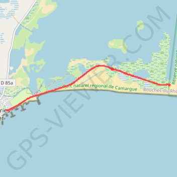 Itinéraire Saintes Maries de la Mer, distance, dénivelé, altitude, carte, profil, trace GPS