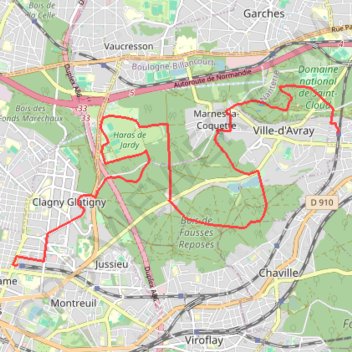Itinéraire De Sèvres à Versailles par le Parc de Saint-Cloud et Fausses Reposes, distance, dénivelé, altitude, carte, profil, trace GPS