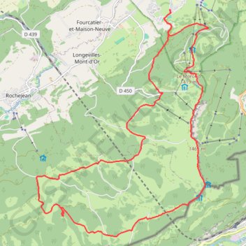 Itinéraire Métabief, le Mont d'Or, distance, dénivelé, altitude, carte, profil, trace GPS