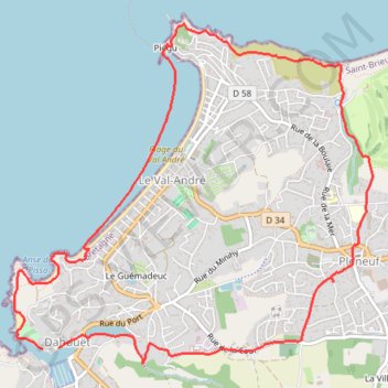 Itinéraire Dahouet pleneuf, distance, dénivelé, altitude, carte, profil, trace GPS