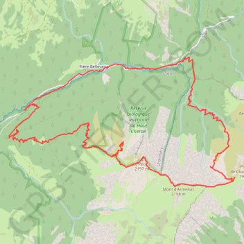 Itinéraire Pécloz et Armenaz en boucle par le ruisseau de l'Osier (Bauges), distance, dénivelé, altitude, carte, profil, trace GPS