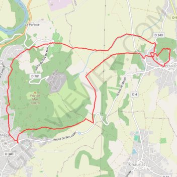Itinéraire Marche à Vertaizon, distance, dénivelé, altitude, carte, profil, trace GPS