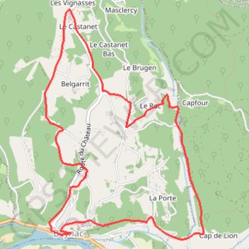 Itinéraire Beynac, distance, dénivelé, altitude, carte, profil, trace GPS