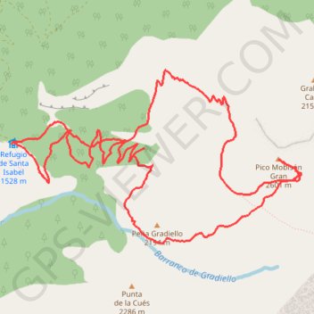 Itinéraire Mobisón Gran, distance, dénivelé, altitude, carte, profil, trace GPS