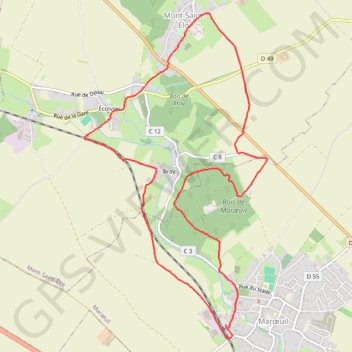 Itinéraire Marœuil - Mont-Saint-Éloi, distance, dénivelé, altitude, carte, profil, trace GPS