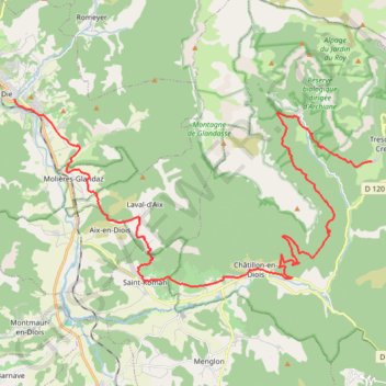 Itinéraire De Die à Benevise, distance, dénivelé, altitude, carte, profil, trace GPS