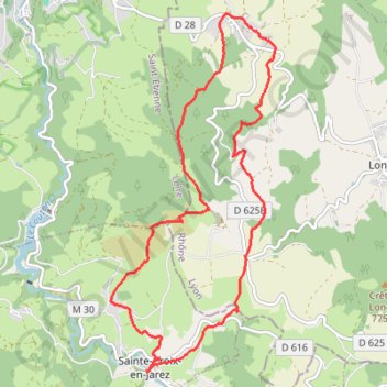 Itinéraire Sainte-Croix en jarez, distance, dénivelé, altitude, carte, profil, trace GPS