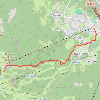 Itinéraire Les Houches Ski Rando (sin bosque), distance, dénivelé, altitude, carte, profil, trace GPS