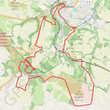Itinéraire De l'Aulne à Saint-Gildas - Cast, distance, dénivelé, altitude, carte, profil, trace GPS