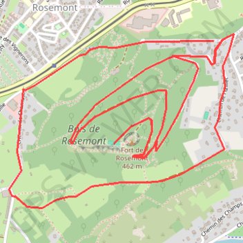 Itinéraire Fort de Rosemont - Besançon, distance, dénivelé, altitude, carte, profil, trace GPS
