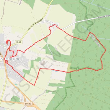 Itinéraire Autour de Chailly-en-Bière, distance, dénivelé, altitude, carte, profil, trace GPS