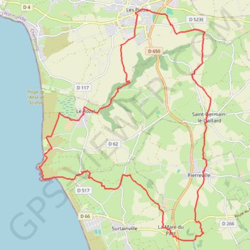 Itinéraire Entre terre et mer - Les Pieux, distance, dénivelé, altitude, carte, profil, trace GPS