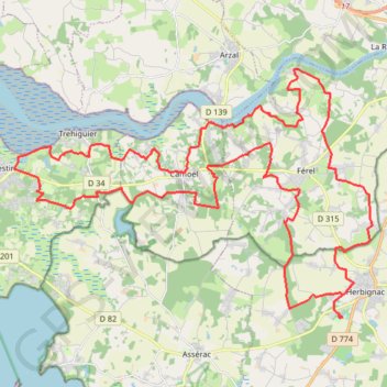 Itinéraire Piriac - Herbignac, distance, dénivelé, altitude, carte, profil, trace GPS