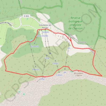 Itinéraire Cretes cheiron et jérusalem, distance, dénivelé, altitude, carte, profil, trace GPS