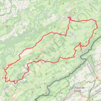 Itinéraire La Cendrée - Doubs, distance, dénivelé, altitude, carte, profil, trace GPS