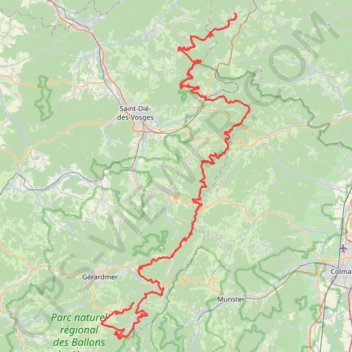 Itinéraire Transvosges, distance, dénivelé, altitude, carte, profil, trace GPS