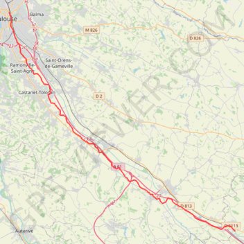 Itinéraire De Toulouse au seuil de Naurouse, distance, dénivelé, altitude, carte, profil, trace GPS