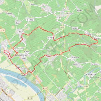 Itinéraire Rions, distance, dénivelé, altitude, carte, profil, trace GPS