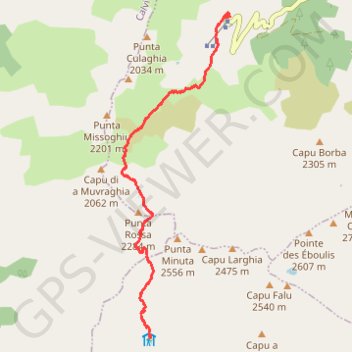 Itinéraire Corse (GR20) Tighjettu - Ascu Stagnu, distance, dénivelé, altitude, carte, profil, trace GPS