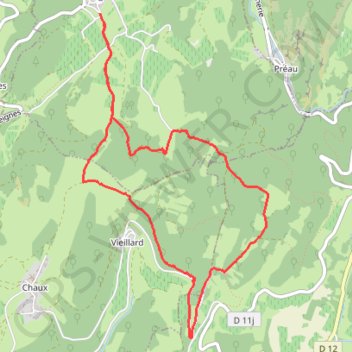 Itinéraire MERIGNAT VIEILLARD, distance, dénivelé, altitude, carte, profil, trace GPS