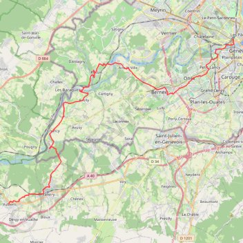 Itinéraire 3: ViaRhôna de Genève à Vulbens, distance, dénivelé, altitude, carte, profil, trace GPS