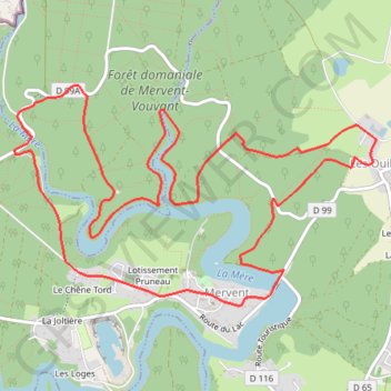 Itinéraire Boucle de Mervent, distance, dénivelé, altitude, carte, profil, trace GPS