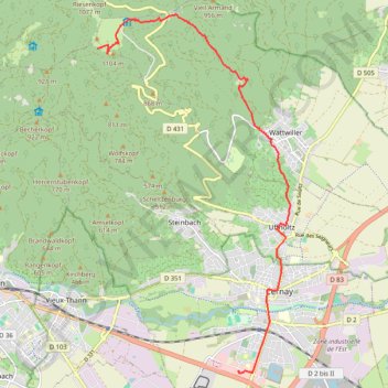Itinéraire Molkenrain Huffholtz, distance, dénivelé, altitude, carte, profil, trace GPS