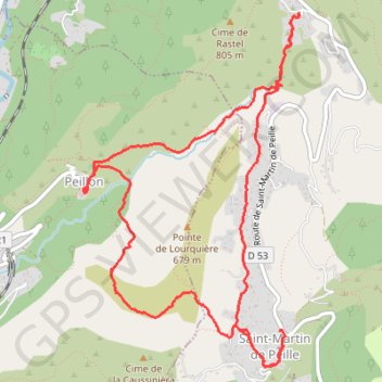 Itinéraire Peillon tout de la Lourquiere, distance, dénivelé, altitude, carte, profil, trace GPS