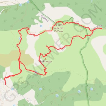 Itinéraire Pic des Taulères - Ourdinse - Circuit, distance, dénivelé, altitude, carte, profil, trace GPS