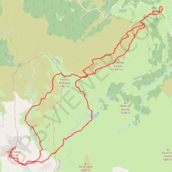 Itinéraire Pène Nère, distance, dénivelé, altitude, carte, profil, trace GPS