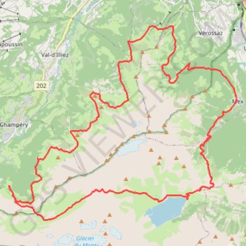 Itinéraire tour des dents du midi, distance, dénivelé, altitude, carte, profil, trace GPS