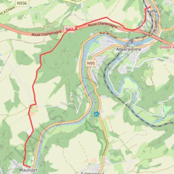 Itinéraire HASTIERE- Dinant par les hauteurs-Neffe -Rocher Bayard, distance, dénivelé, altitude, carte, profil, trace GPS