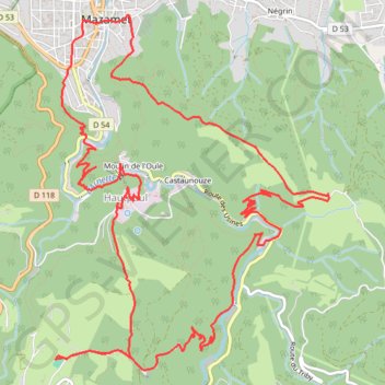 Itinéraire Mazamet - Hautpoul, distance, dénivelé, altitude, carte, profil, trace GPS