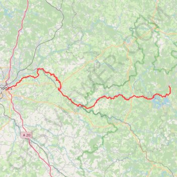 Itinéraire V 93 Limoges - Vassivière (Véloroute), distance, dénivelé, altitude, carte, profil, trace GPS